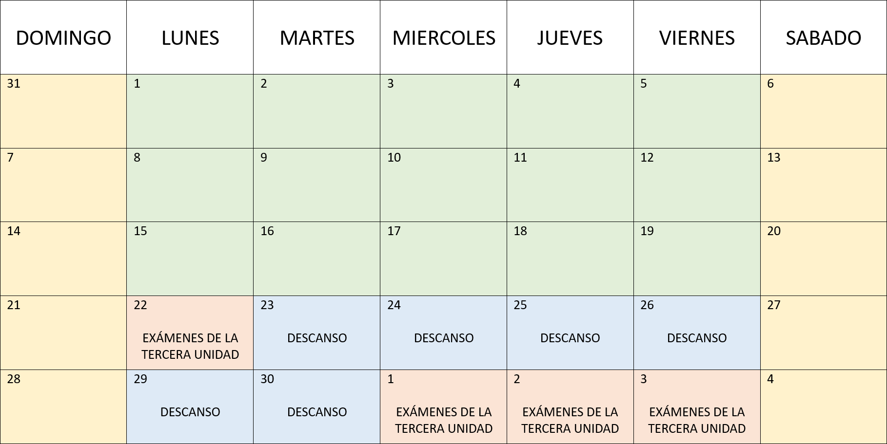Semana medio año
